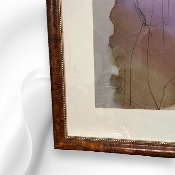 Dreaming Merrie Monarch Drawing Watercolor Art Signed Frame Hawaiian - Picture 8 of 10